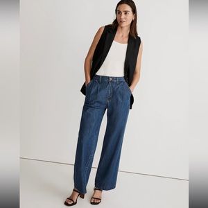 Madewell High-Waist Wide-Leg Jeans in Dark Blue Denim
